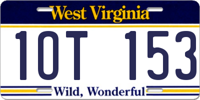 WV license plate 1OT153