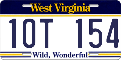 WV license plate 1OT154