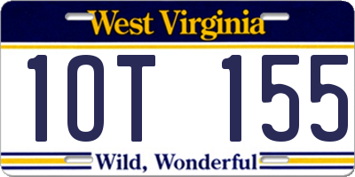 WV license plate 1OT155