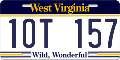 WV license plate 1OT157