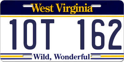 WV license plate 1OT162