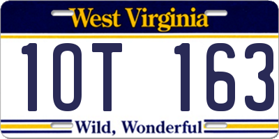 WV license plate 1OT163