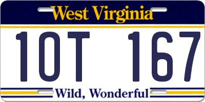 WV license plate 1OT167