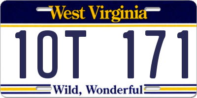 WV license plate 1OT171