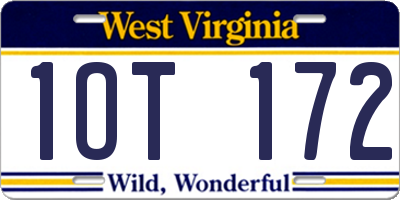 WV license plate 1OT172