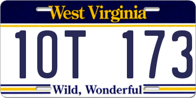 WV license plate 1OT173
