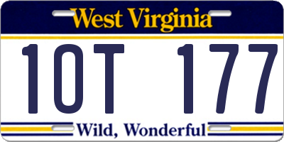 WV license plate 1OT177