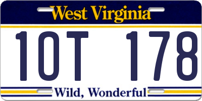 WV license plate 1OT178