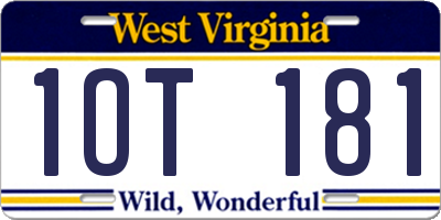 WV license plate 1OT181