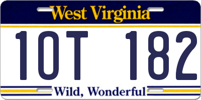 WV license plate 1OT182