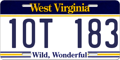 WV license plate 1OT183