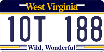 WV license plate 1OT188