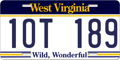 WV license plate 1OT189