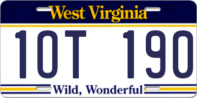 WV license plate 1OT190