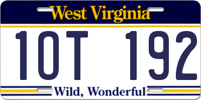 WV license plate 1OT192
