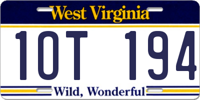 WV license plate 1OT194