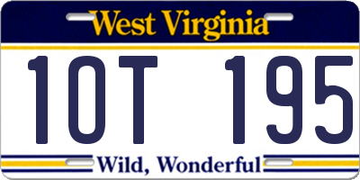 WV license plate 1OT195