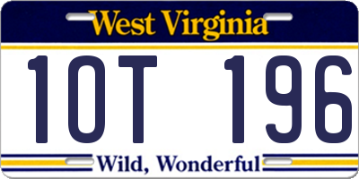 WV license plate 1OT196