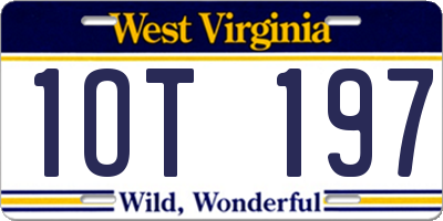WV license plate 1OT197