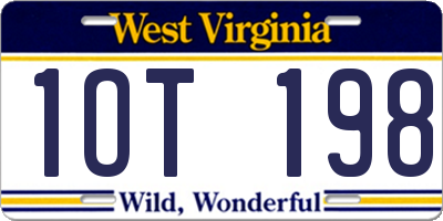 WV license plate 1OT198