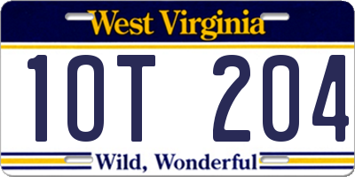 WV license plate 1OT204
