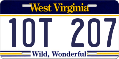 WV license plate 1OT207