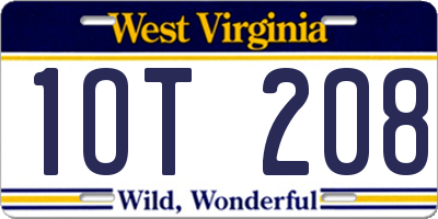WV license plate 1OT208