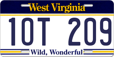 WV license plate 1OT209