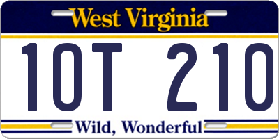 WV license plate 1OT210