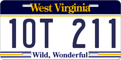 WV license plate 1OT211