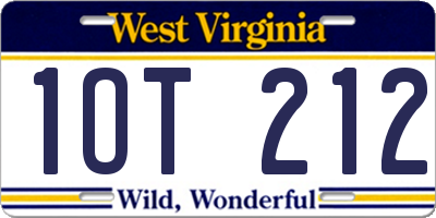 WV license plate 1OT212
