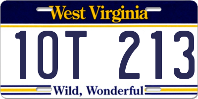 WV license plate 1OT213