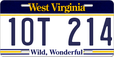 WV license plate 1OT214