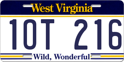 WV license plate 1OT216