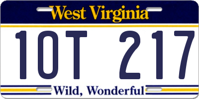 WV license plate 1OT217