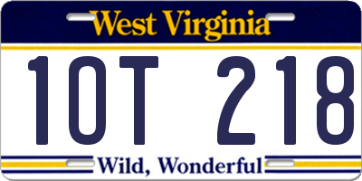 WV license plate 1OT218