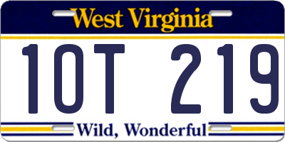 WV license plate 1OT219