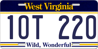 WV license plate 1OT220