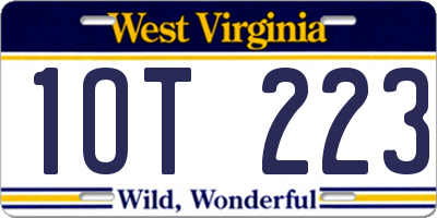 WV license plate 1OT223
