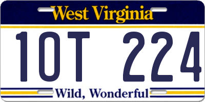 WV license plate 1OT224