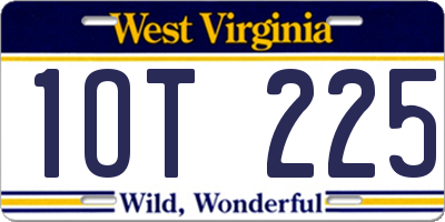 WV license plate 1OT225