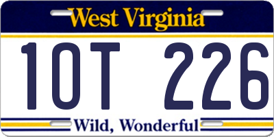 WV license plate 1OT226