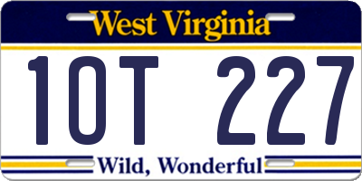WV license plate 1OT227