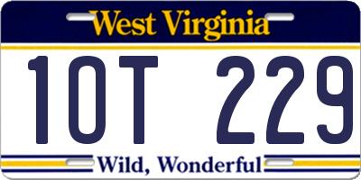WV license plate 1OT229