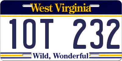 WV license plate 1OT232