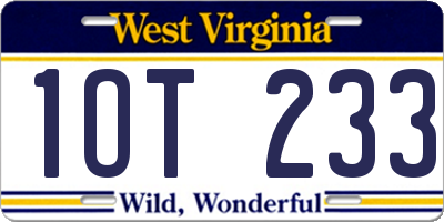 WV license plate 1OT233