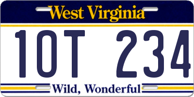 WV license plate 1OT234