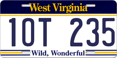 WV license plate 1OT235