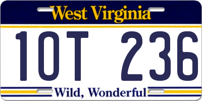 WV license plate 1OT236