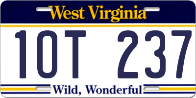 WV license plate 1OT237